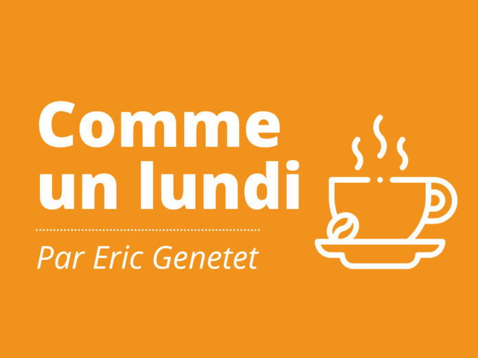 Document image sur les réseaux. Le document est orange, il y est écrit Comme un lundi, par Eric Genetet.