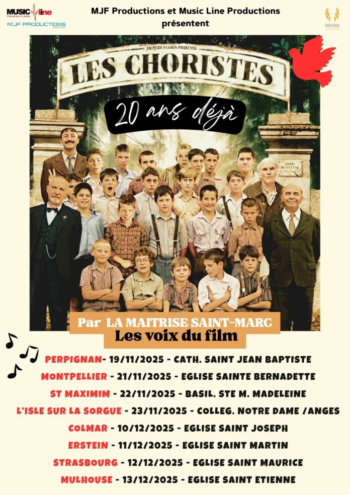 L’affiche du spectacle, Les Choristes 20 ans déjà.