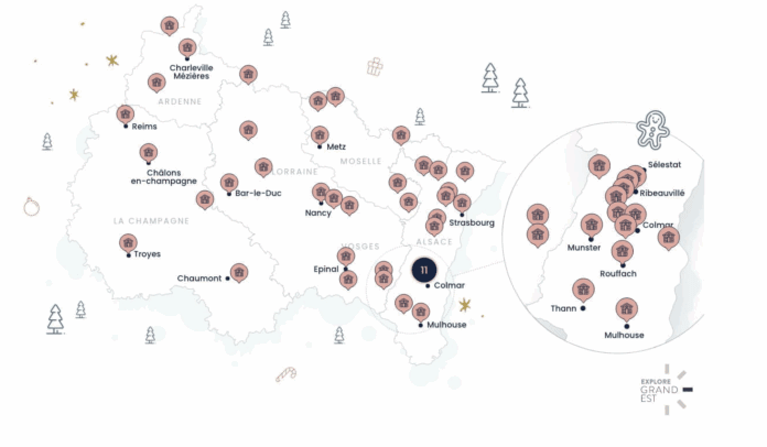 Une carte des marchés de Noël du Grand Est